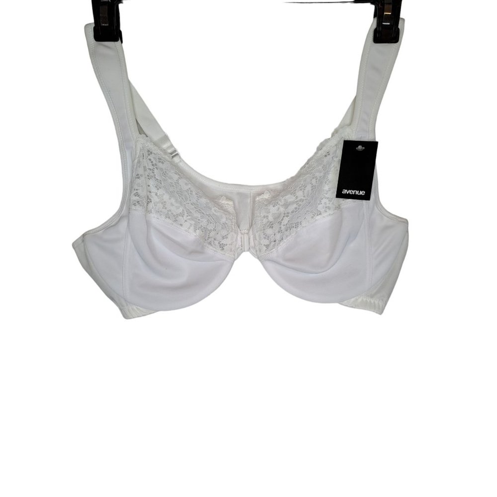 AVENUE BODY 46D White Front Close Underwire Soft Cup Bra